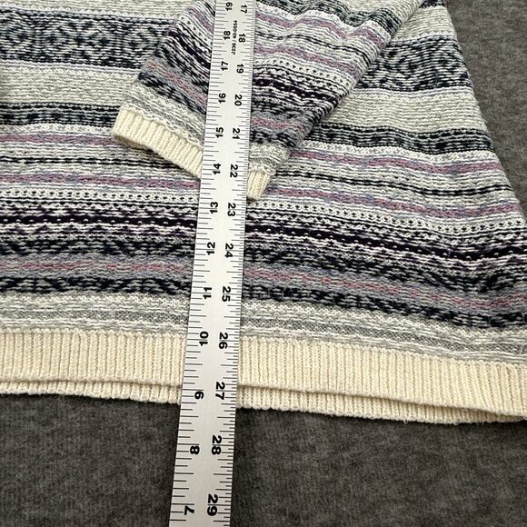 J Jill Fair Isle Hooded Sweater Stripes Women's Large Gorpcore Sustainable - Picture 2 of 9